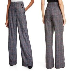 Veronica Beard $400 Tuli High Rise Glen Pants Wide Leg Plaid Wool Blend Sz 8 US